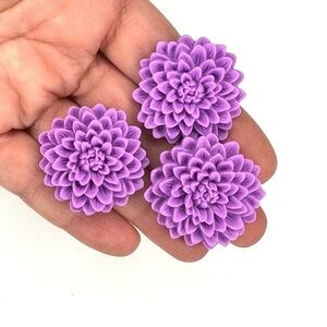 LOT OF 3 Light Purple Flower Rings Bundle - Adjustable - SOLD AS IS